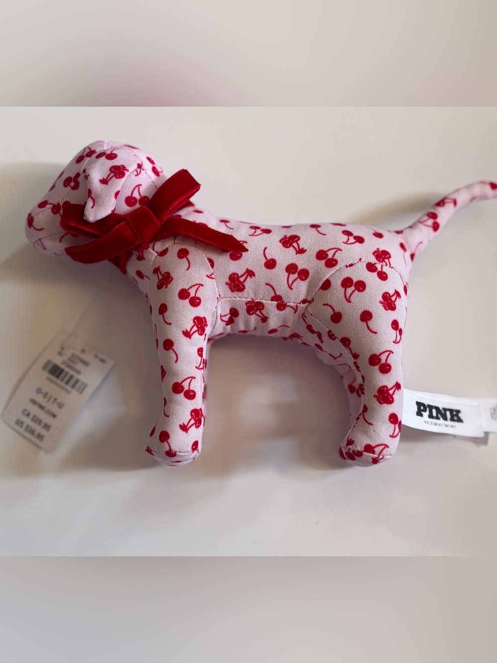 Victoria’s Secret PINK Galentine’s Day Cherry Mini Dog Plush NWT - Picture 1 of 6